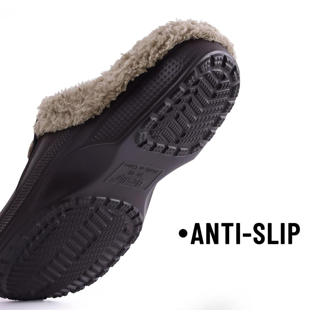 Fashion Kidmi Klassische Pelzschuhe für Herren Damen Gefütterte Clogs Wasserdichte Schuhe Winter Fuzzy Hausschuhe für Damen Herren Indoor- und Outdoor-Schuhe