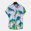 Hawaiian Shirt Men Summer Short Sleeves Tops Beach Street Lapel Blouse Male Clothes
