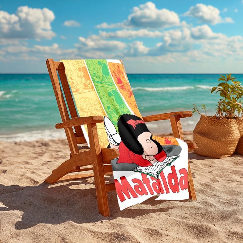 1pc Mafalda1 Beach Towel, Comfortable and Thick, and Swimming/Bath/Picnic/Camping Towel, Suitable for Seaside Beaches