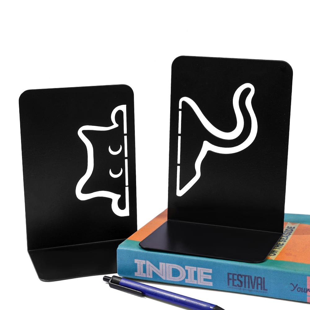 Cute Cat Hollow Out Metal Bookends Cartoon Hollow Book Shelf, Holiday Decoration Storage Stand, Christmas Valentine's Day Gift