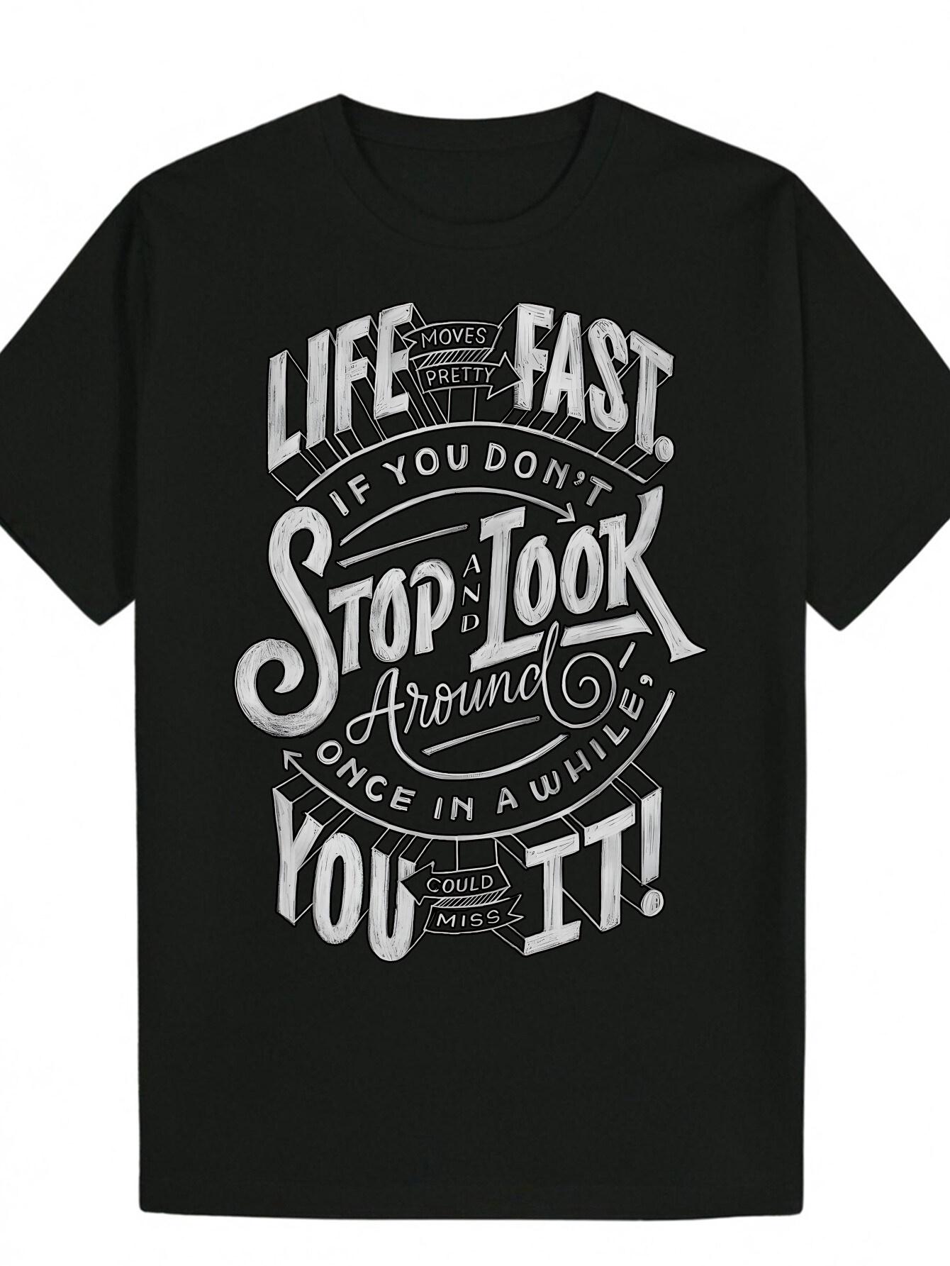 Crew Neck Polyester T-shirt - Life is a Journey Inspirational Quote XXL