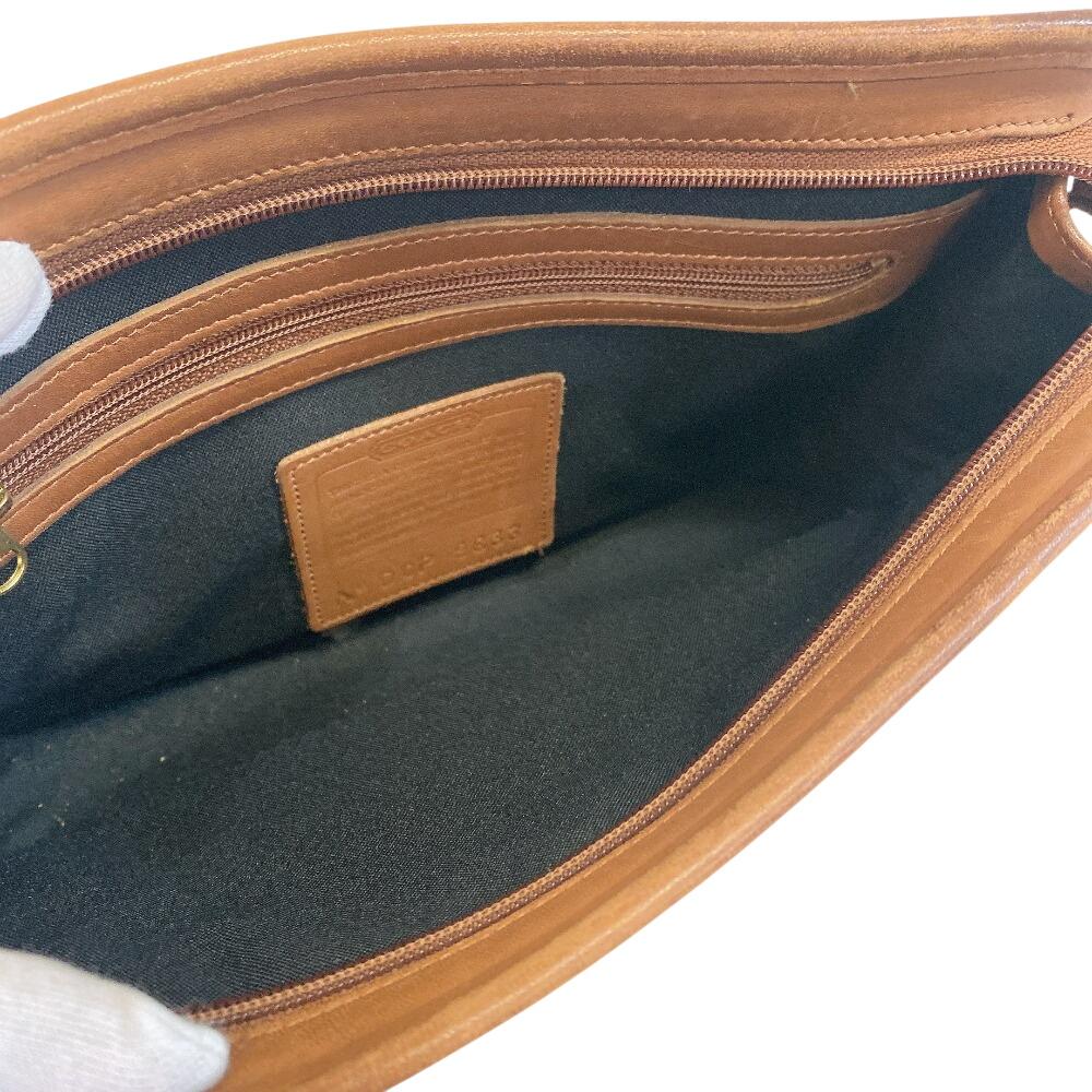 COACH 9833 Pouch business bag leather Clutch bag Brown leather Used
