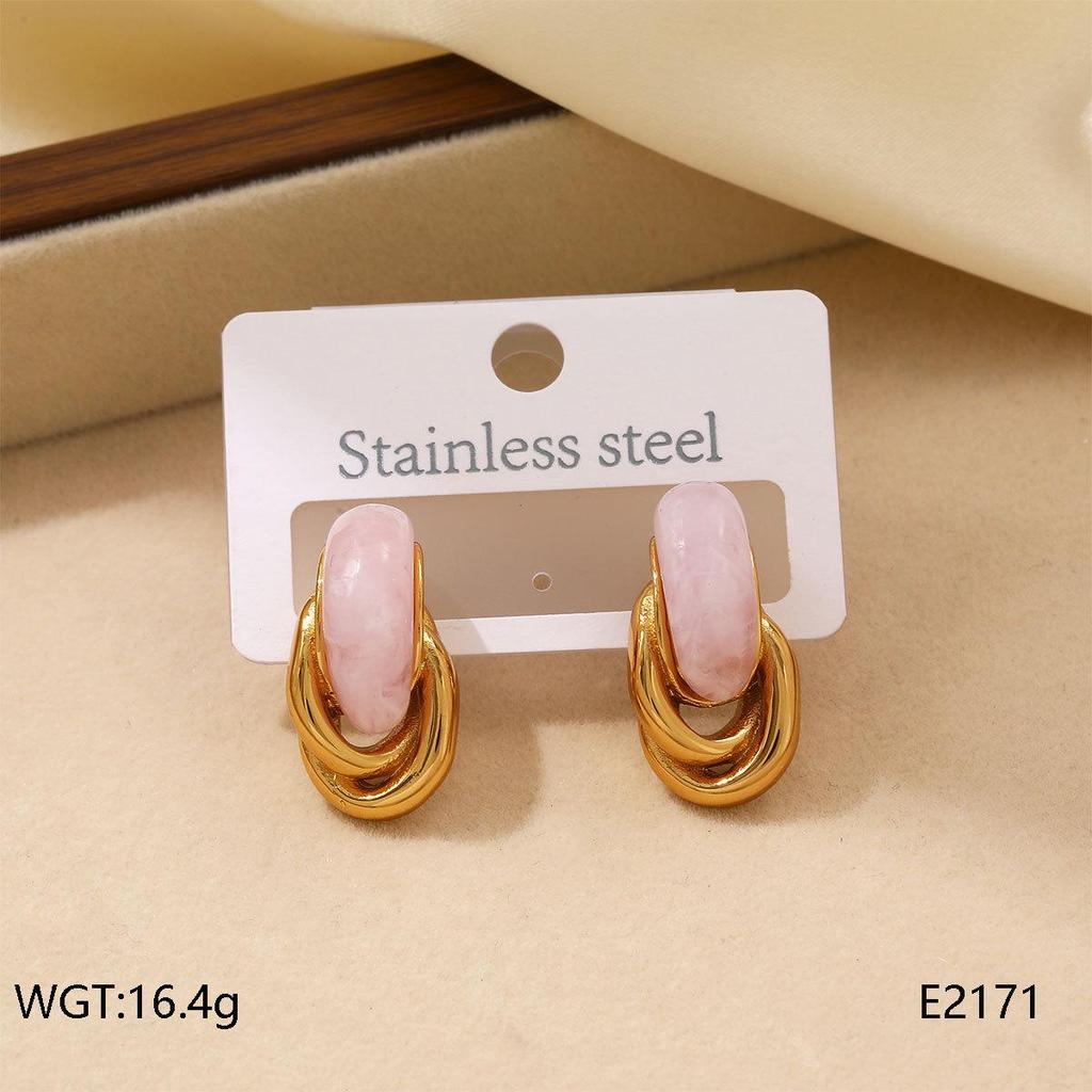 European & American Retro Stainless Steel Curved Stud Earrings - Versatile, High-End Temperament Ear Ornaments for Women