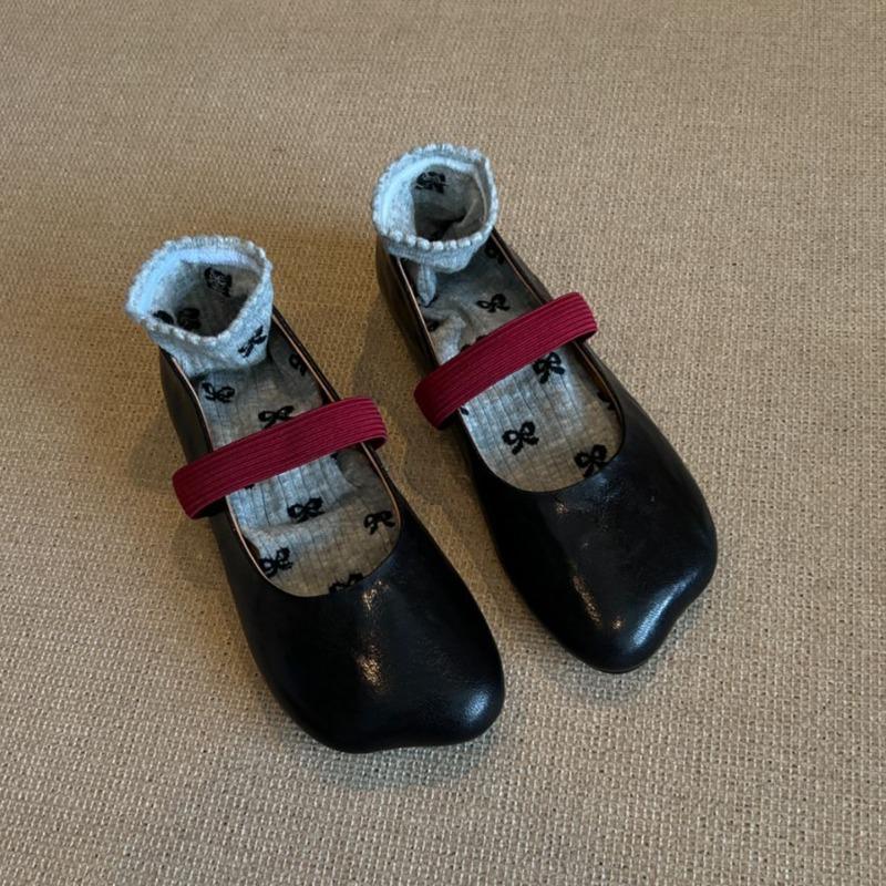 Sheepskin Version~ Special-shaped Head Flat-bottomed Ballet Single Shoes, Women's Shallow Mouth with Retro Temperament Mary Jane Shoes