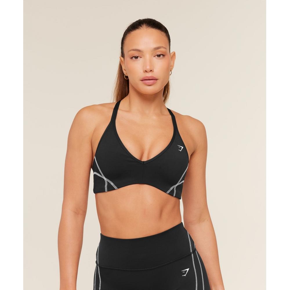 Gymshark Volt Light Support Sports Bra Black White B5c9u Bb3f