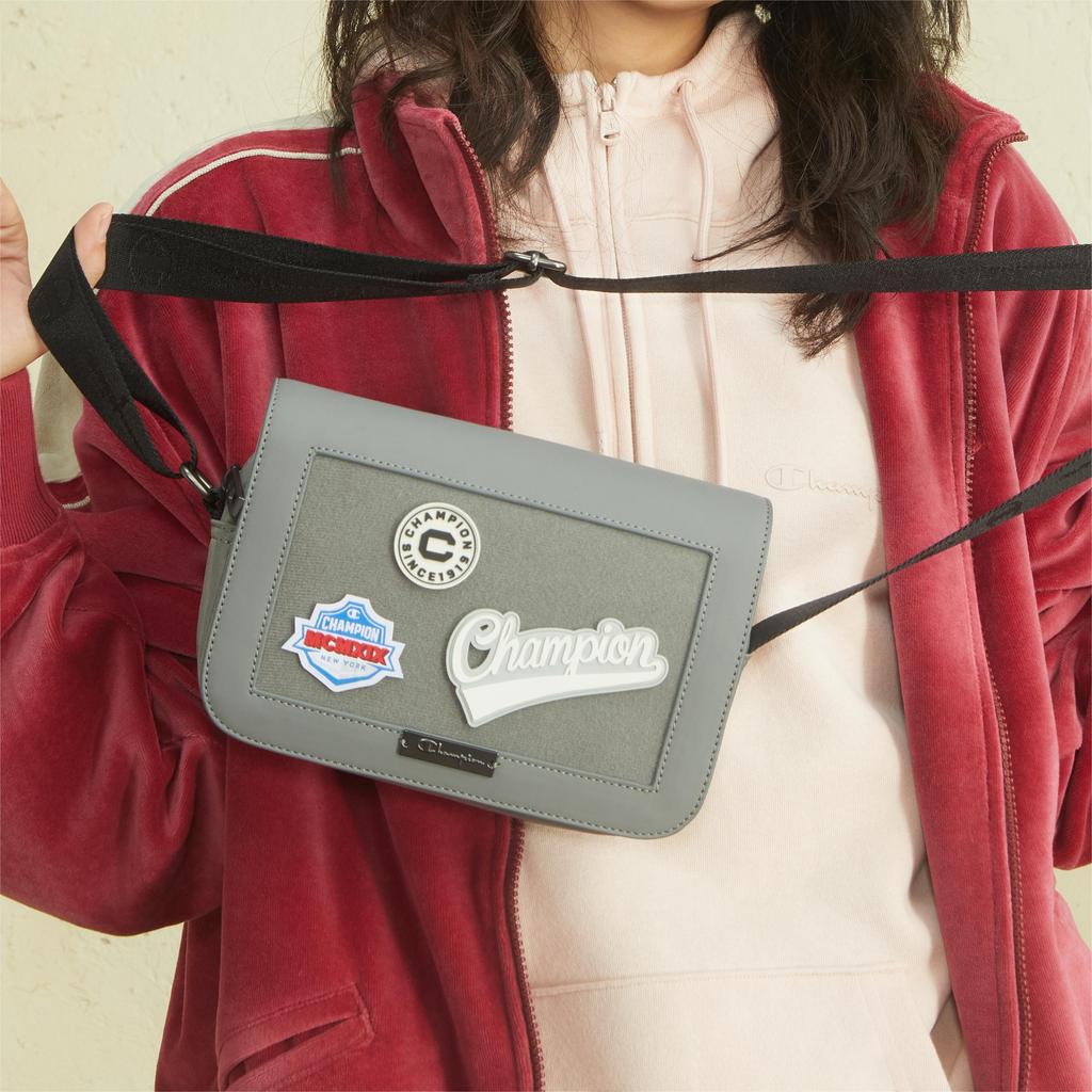 New Champion Fabric Camera Bag, Shoulder Bag Small Unisex Black/Dark Gray/Light Blue U4AACPU28