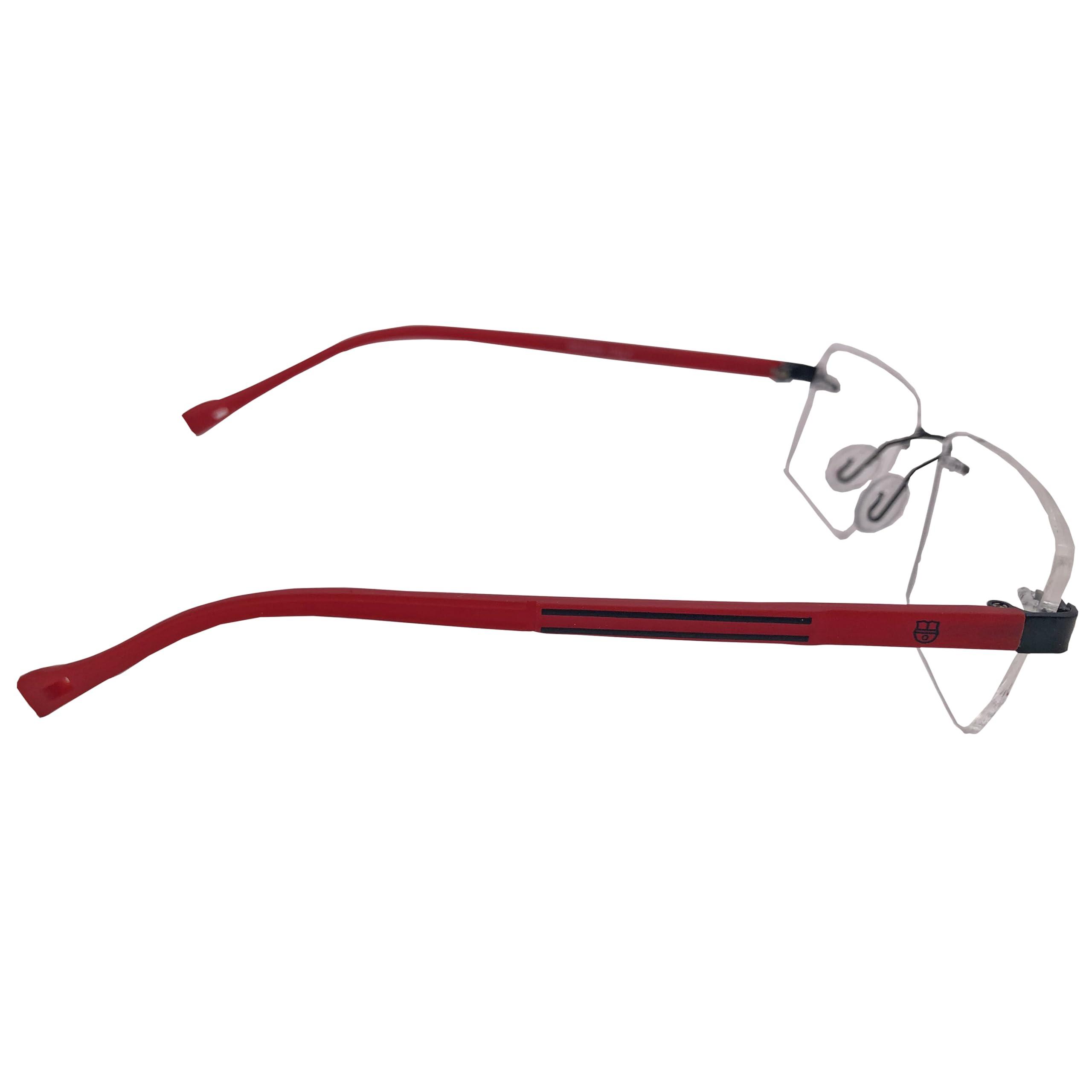 

RSINC Rimless Rectangle Frame, Eyeglass, Spectacle Eyeglass For Men Women, Red-Black 8002 48-18-138 IB-7 Rimless Frame 8002 48-18-138 IB-7