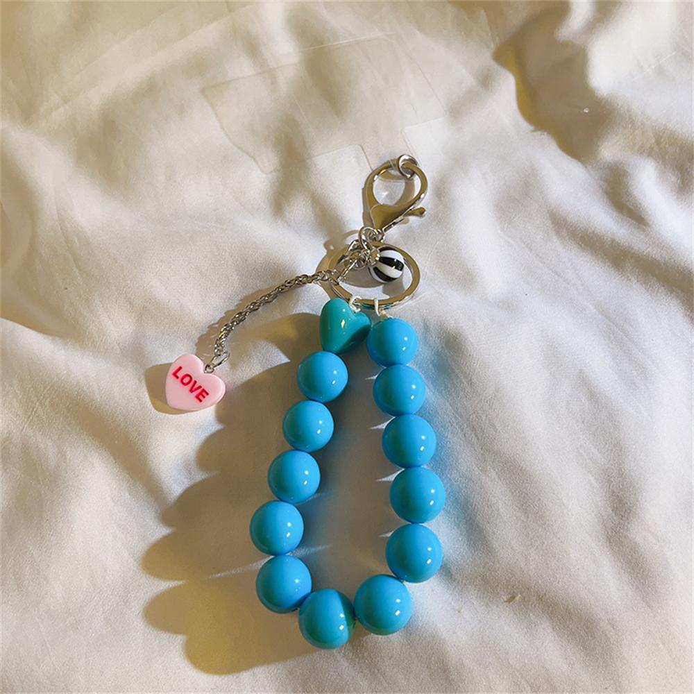 Y2k Korean Cute Love Heart Beaded Colorful Phone Bracelet For iPhone Accessories Anti-Lost Chain Lanyard Hanging Cord Sweet Gift