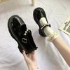 French retro British style small leather shoes female summer new pearl fairy word with platform Mary Jane single shoes