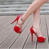 Fashion Women's Peep Toe Platform Heels Pumps Ankle Strap Wedding Shoes Mary Jane Thick High Heels Size 35-46