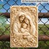 2D Flat Carved‑Style Holy Family Joseph Mary Navity Scene Floral Metal Sign - 8.0x12.0inch Aluminum Wall Art, Vintage Religious Catholic Home Decor