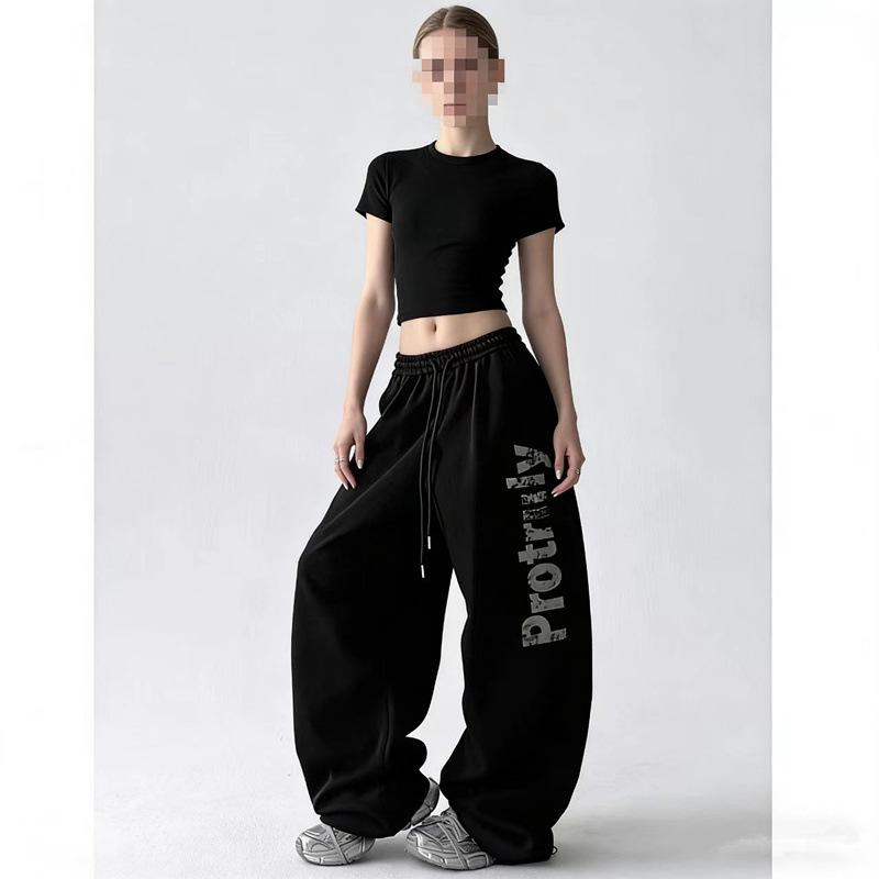Women s Retro Jazz Dance Casual Pants - Autumn 2026 Loose Fit Street Hip Hop Sweatpants Large чёрный
