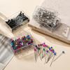 100Pcs/Box 37mm Colorful Round Pearl Head Needles Stitch Straight Push Sewing Pins For Dressmaking DIY Sewing Tools Positioning