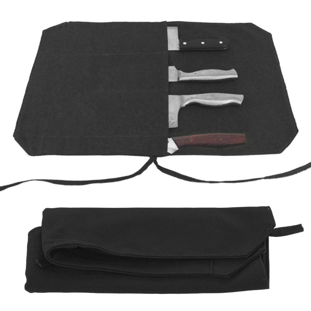 Knife Case with 4 Slots Hvy Duty Portable Knife Roll Bag for Chefs Cooks Culinary Students