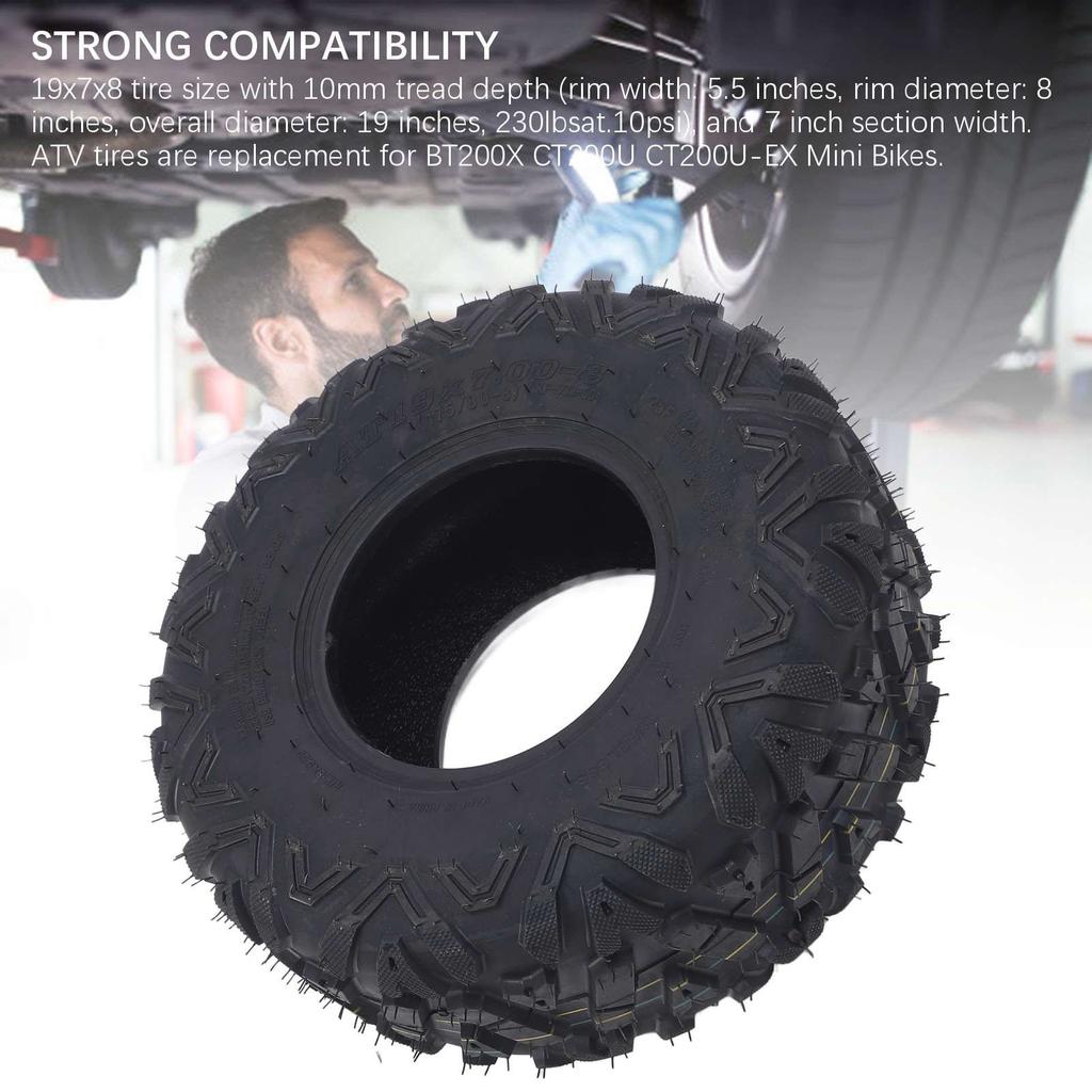 19x7-8 Tire 6 Ply Rubber ATV Tyre 19x7x8 19x7.00-8 Tires Replacement for BT200X CT200U CT200U- Mini Bikes 19x7x8 Tire ATV Tyre