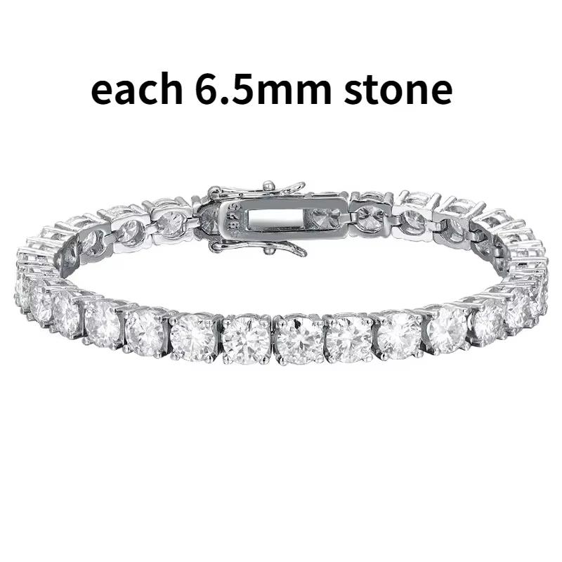 Smyoue 2-6.5mm Real Moissanite Tennis Bracelet for Women Christmas Gift Platinum Plated 100% 925 Silver Wedding Jewelry