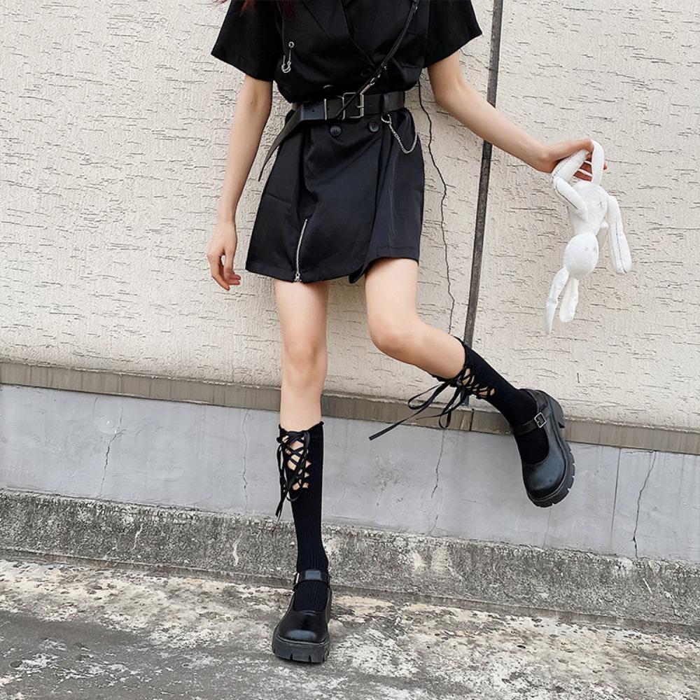 Ins Lolita Calf Socks Teen Sweet Princess Wind Cross Strap JK Stockings Cotton Socks Children