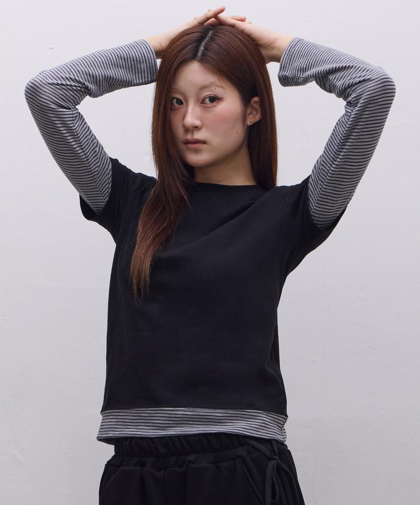 Ebeulisi Pixel Logo Layered Long Sleeve (Black)