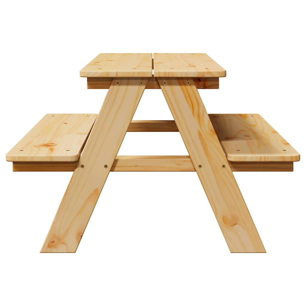 Children S Table with Benches IRUN 90x79.5x50 Cm Solid Wood