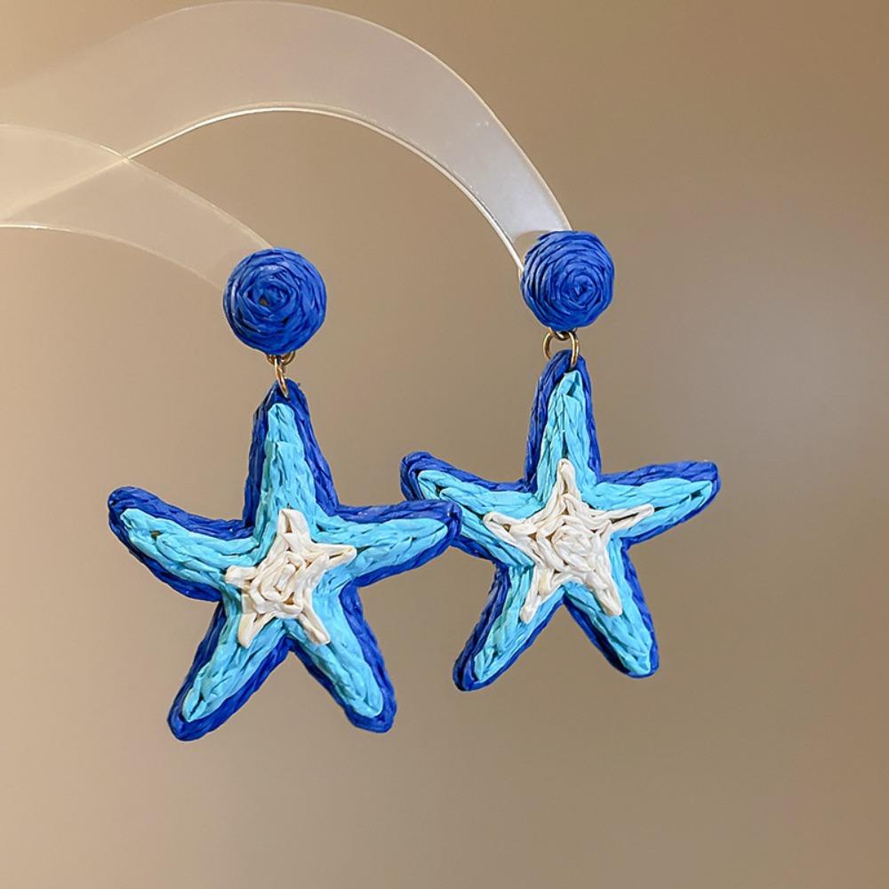 Bohemian Starfish Stud Earrings Exaggerated Star Pendant Earrings Starfish Beach Earring Women