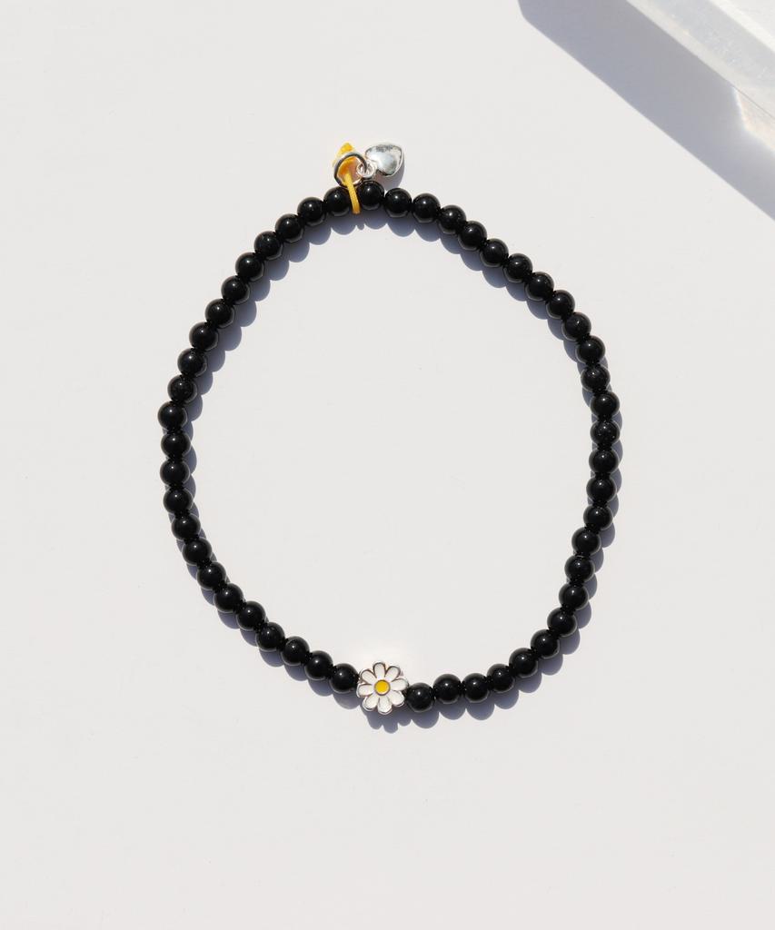 Bonbeau My Daisy Charm Onyx Bracelet Silver 925 Daisy Charm Black Onyx Bracelet