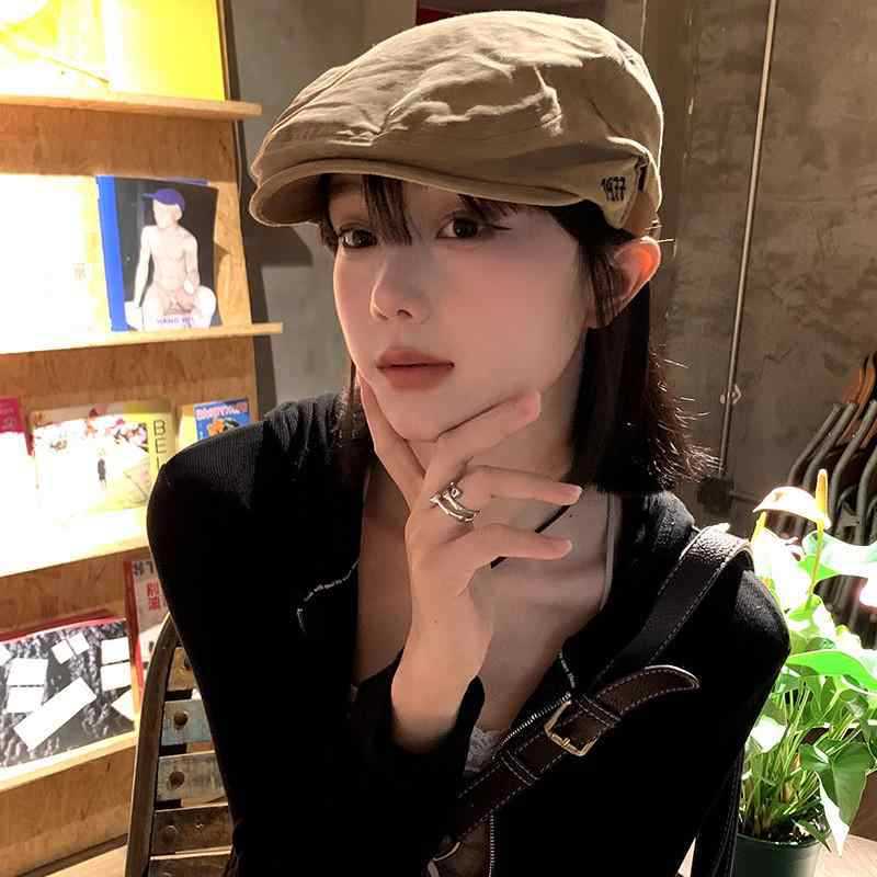 Retro Beret Women's Spring and Autumn Versatile, Showing a Small Face, Wearing a Forward Hat, Korean Big Head Circumference Newsboy Hat