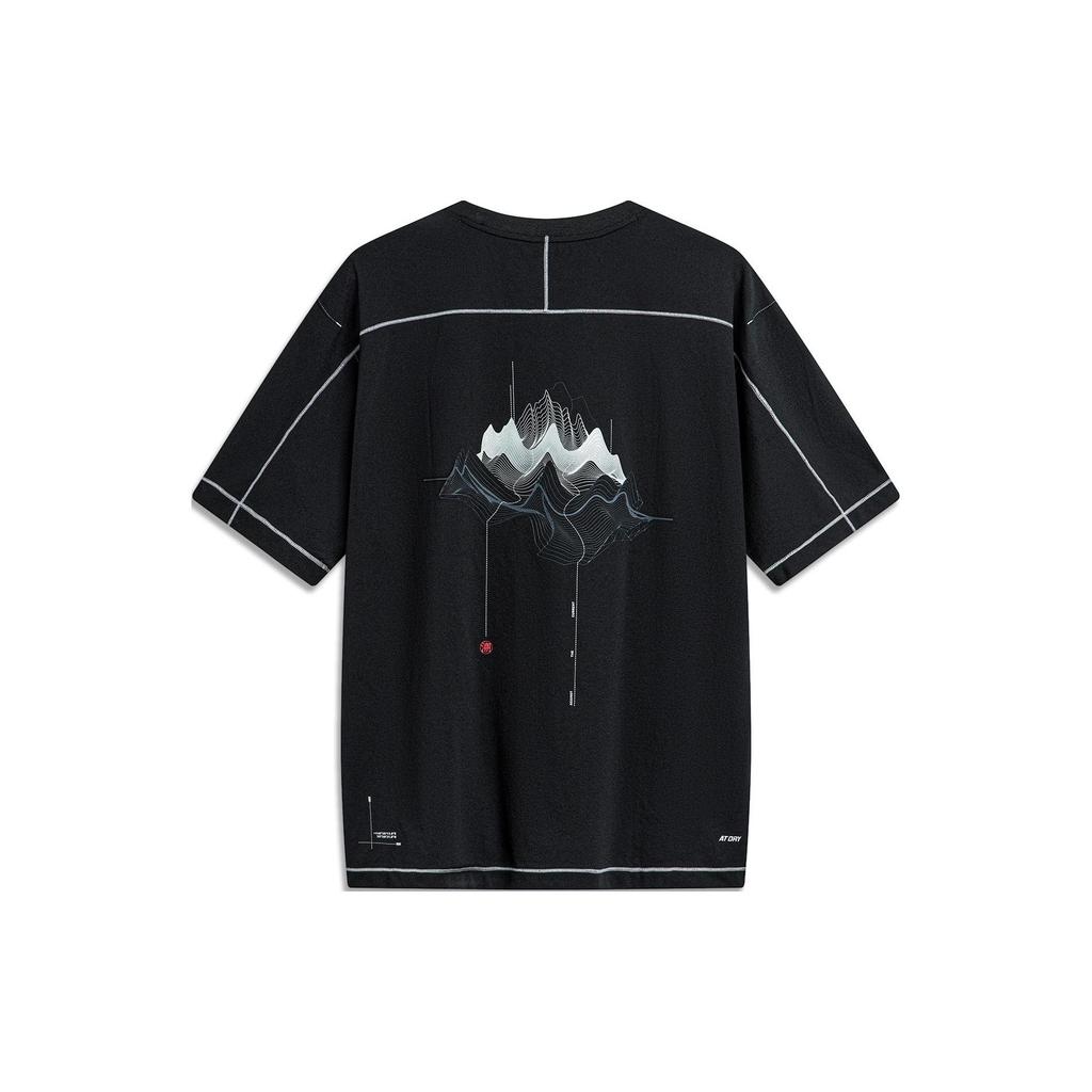 Li Ning T Shirts Unisex Black Crew Neck Moderate Other ATSU603-1