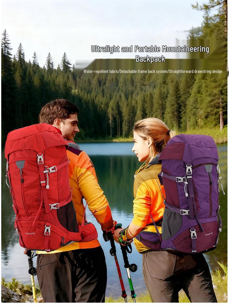 50L Waterproof Nylon Hiking Backpack - Large Capacity, Multifunctional for Outdoor Sports, Camping, and Travel