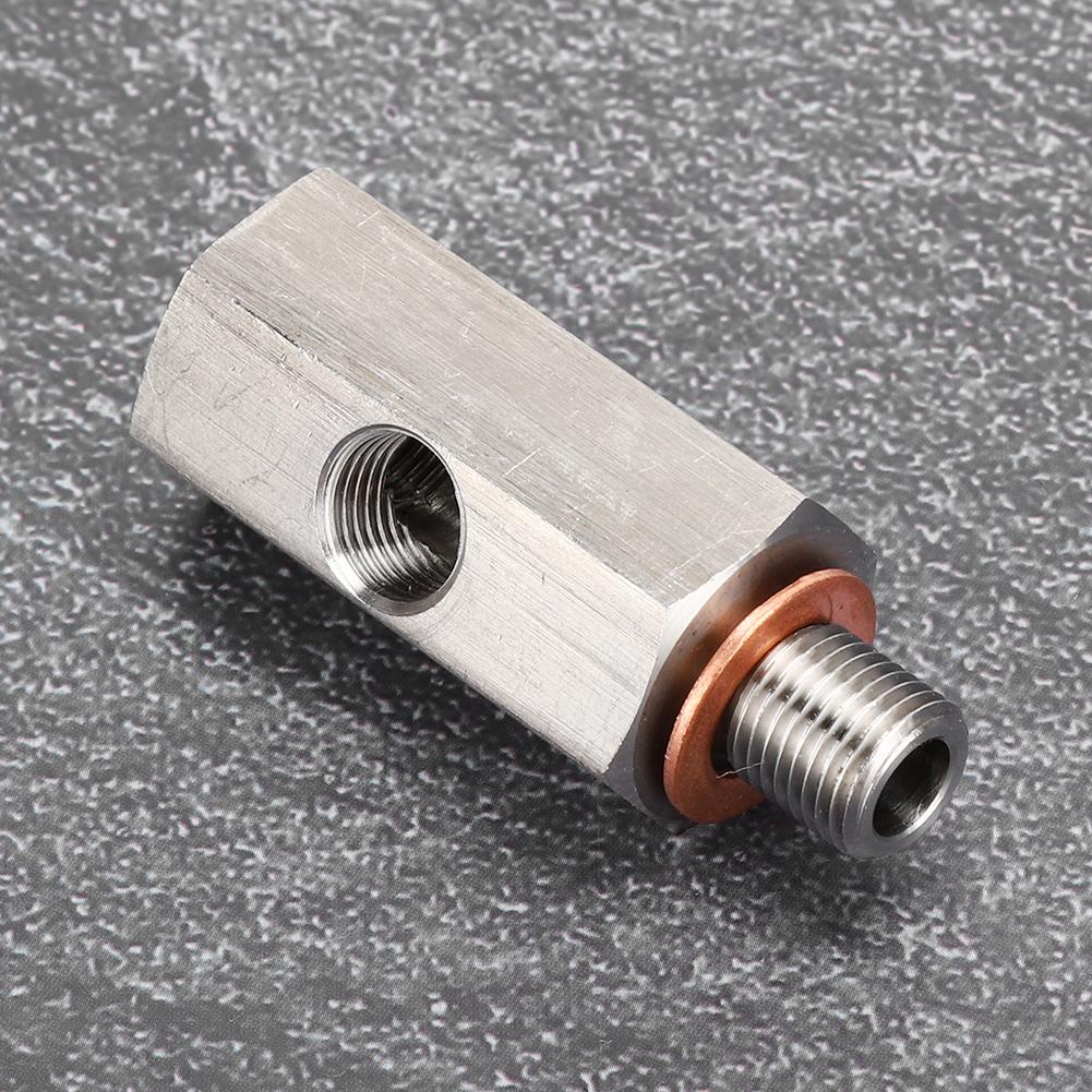 1 8in NPT Oil Pressure Sensor Tee To M10 10x1.0 Male Adapter Turbo Supply Feed Line Gauge