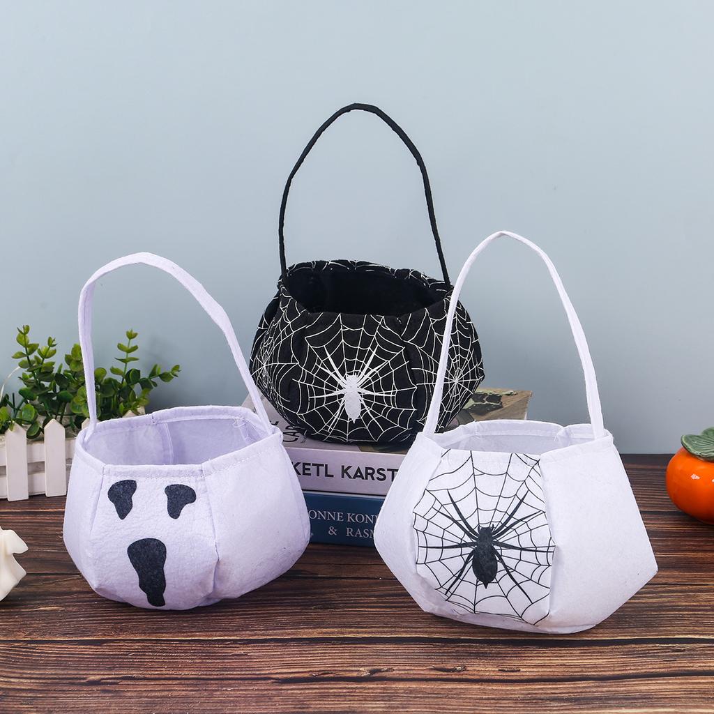 Halloween Candy Bag with Ghost Spider Emoji, Children's Scare Expression, Horror, Halloween Decoration Props, Handbag
