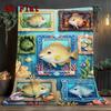 Underwater Fish Frames 2D Flat Pattern Flannel Blanket, High Quality All Seasons, Home Decor, Warmth and Comfort, Perfect for Christmas Gifts.