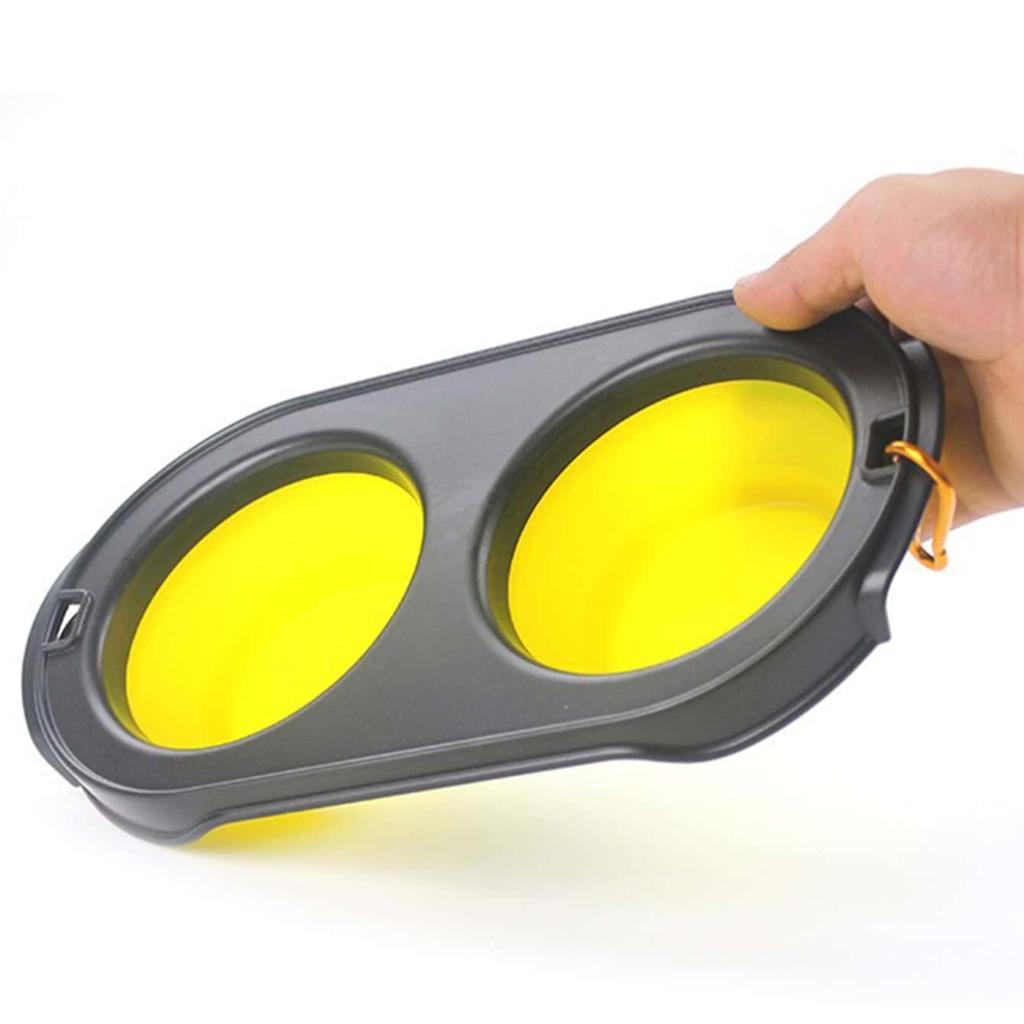 1 Stück Faltbare Silikon-Reisenäpfe für Katze und Hund, 2 in 1 Faltbarer Futter- und Wassernapf für Haustiere zum Spazierengehen, Wandern mit Karabiner