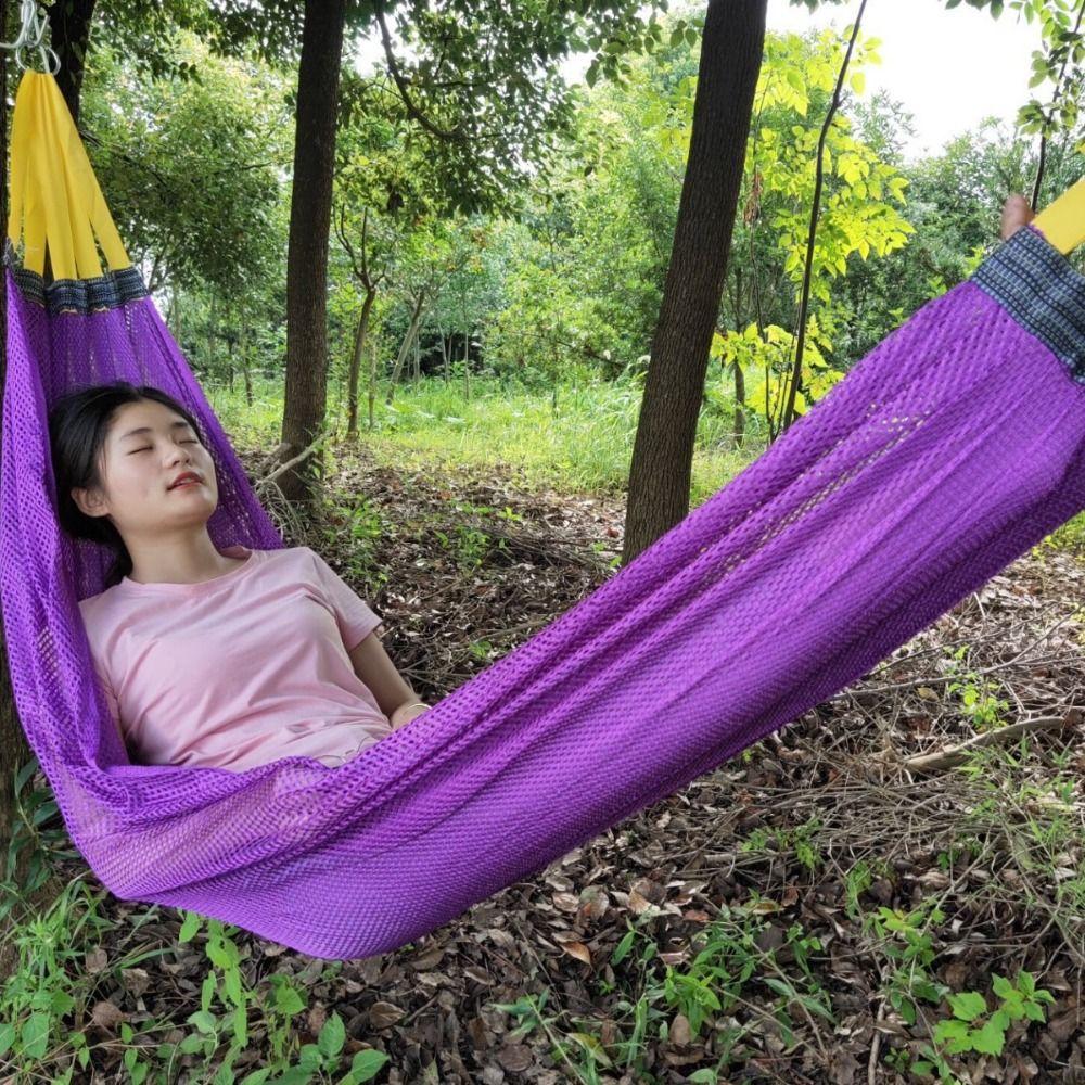 Cooling Mesh Hammock Portable Outdoor Camping Swing Sturdy Ice Silk Hanging Bed  Balcony