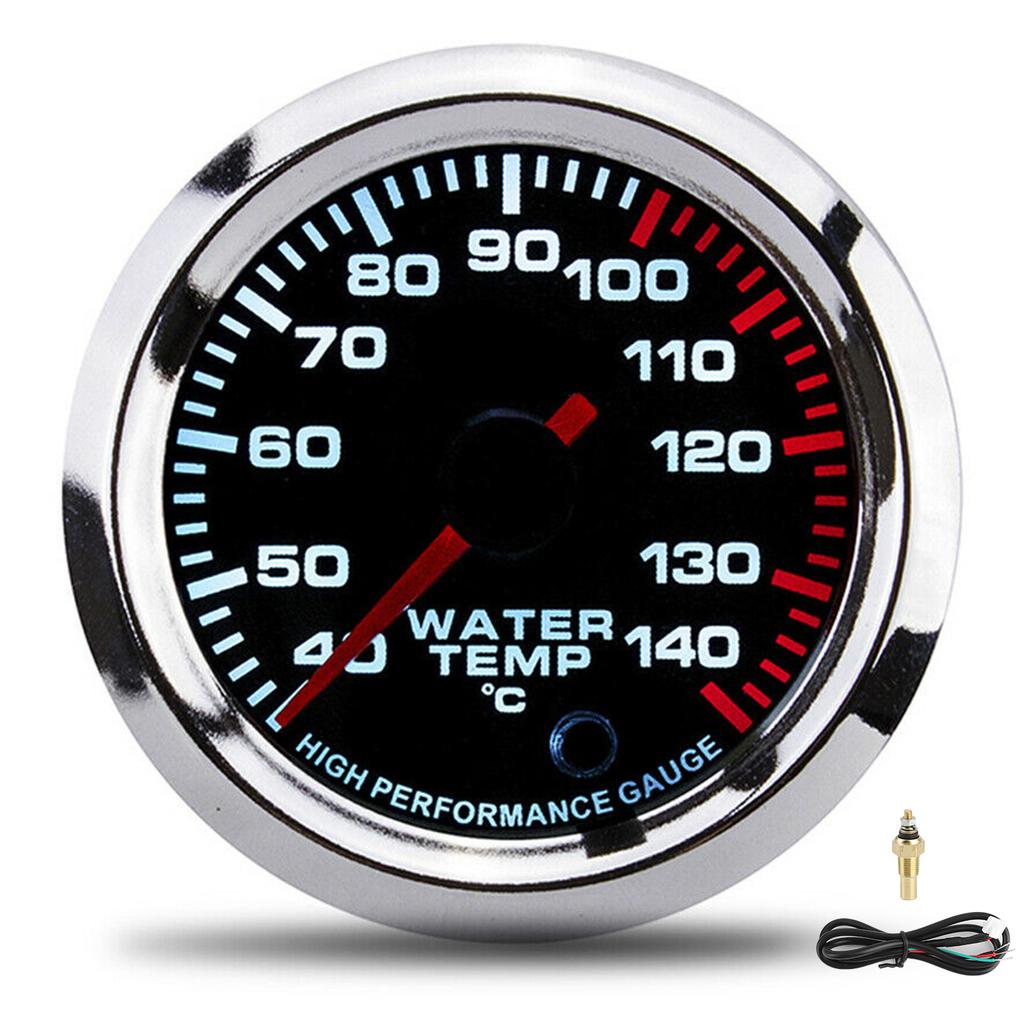 Universal Water Temp Gauge Temperature Meter 7 Color LED Display 52mm 12V W Sensor 40 140 Celsius