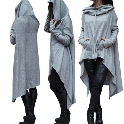 Europäisches und amerikanisches einfarbiges langes Kapuzensweatshirt – Herbst-/Winterkollektion 9308