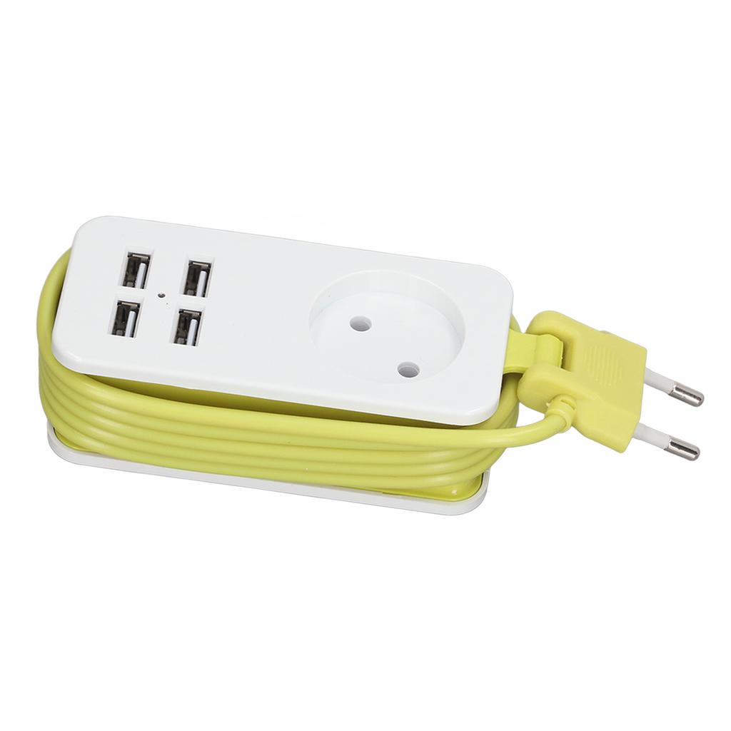 Steckdosenleiste 1200W 10A Feuerfest Adapter mit 4 USB-Anschlüssen für Smartphones Tablet