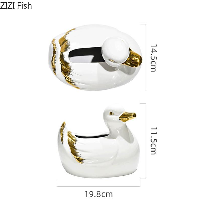 Cute Duck Tissue Box Dining Table Light Luxury Tissue Storage Box Creative Home Decoration Art Ceramic Tissue Box Ornaments