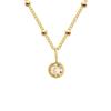 Stainless Steel Vacuum-Plated Birthstone Rhinestone Necklace for Women - Fashionable European & American Style