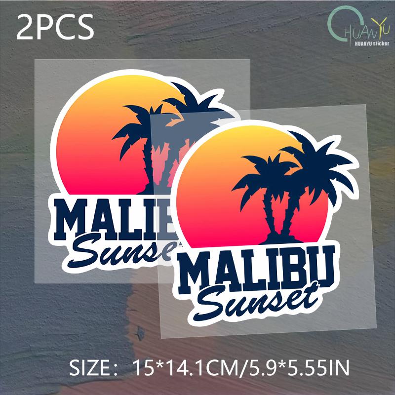Personality Malibu Sunset Car Sticker Decal PVC Car Accessories 15x14.1cm