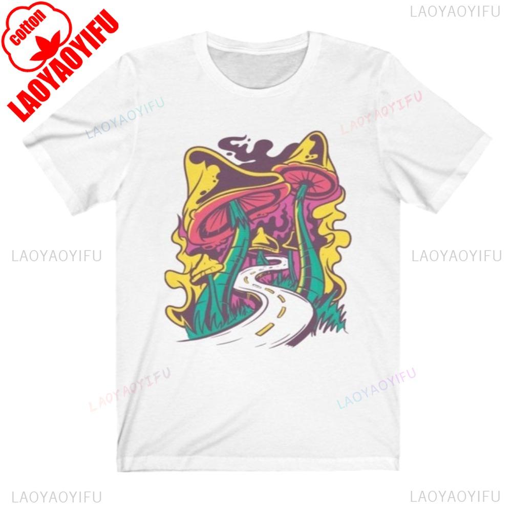 Psychadelic Road Trip TShirt Magic Mushroom Shirt Men Women Summer Daily Life Fashion Casual Crewneck Cotton Short Slevee