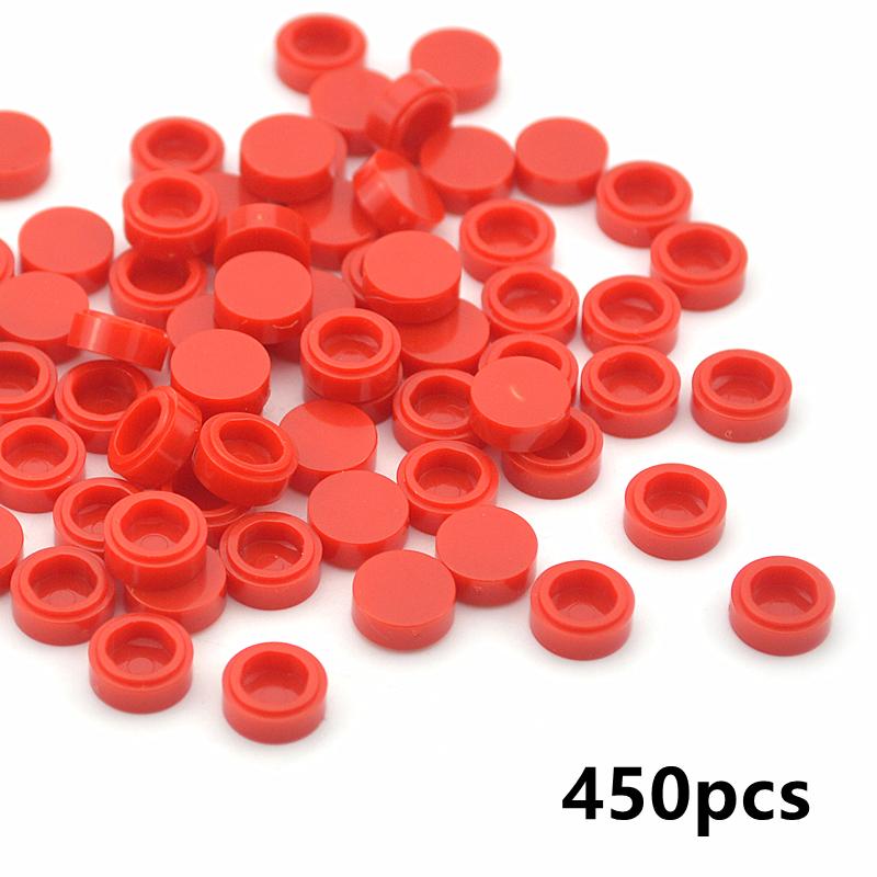 

450pcs Building block accessories Round 1x1 Flat Studs 98138 Building Blocks Compatible all brands MOC Toys For Kids Creative красный