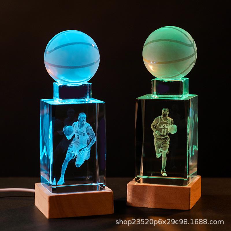 Crystal Engraved Kobe Basketball Star Luminous Night Light