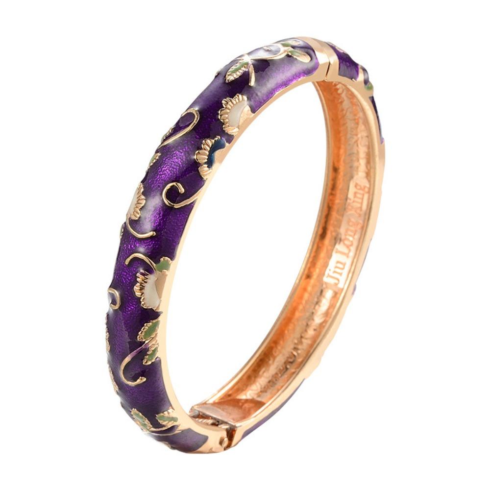 Traditional Vintage Cloisonne Bangle Open Hollow Out Flower Bangle Women's Hand Bracelet  Woman