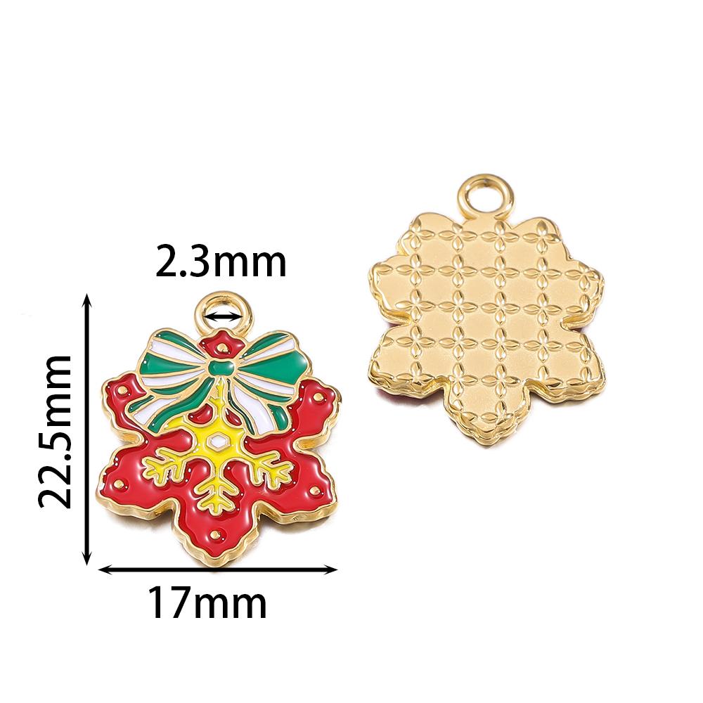 1pcs Stainless Steel Christmas Charms Gold Color Santa Claus Christmas Tree Enamel Pendants For DIY Earrings Necklaces Making