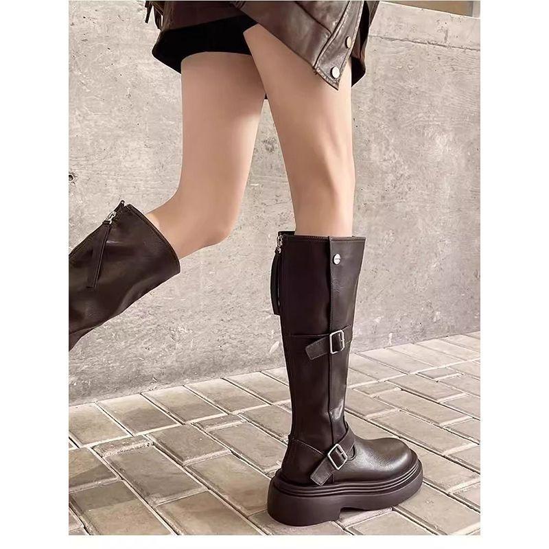 British style boots thick-soled heightening locomotive boots fashion Spice Girl style Martin boots tall boots 2025 autumn new