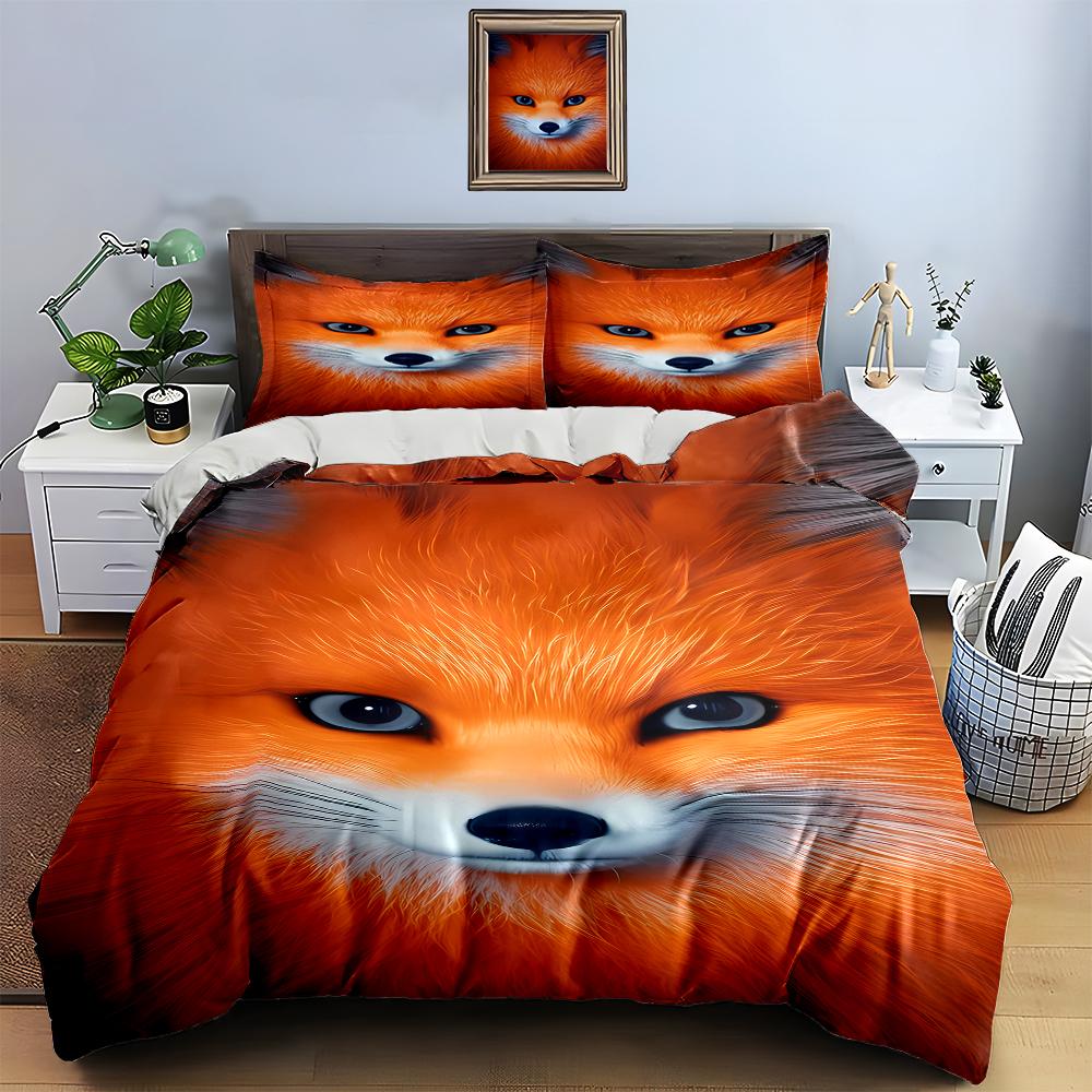 Fox face illustration. Bedding Duvet cover sets Duvet covers Pillowcases gifts (1 * Duvet Cover 2 * Pillowcases, without duvet insert)