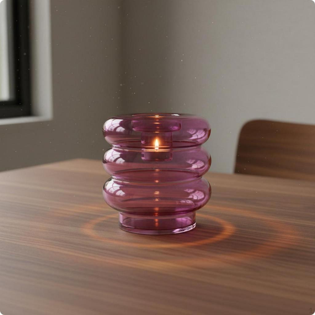 Portacandele Vaso Design 2in1 Vetro Circolare Elemento Decorativo Centrale Arredo Casa per Tavolo,