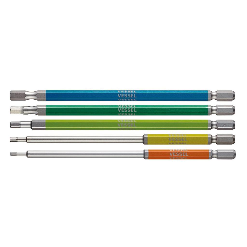 VESSEL 40V Compatible Hex Bit Set x 150 mm Single-Ended (5 pieces) 2.5/3/4/5/6 (GS5P-32)