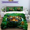 3Pcs Tiger Print Printed Bedding Set, Breathable And Soft, Machine Washable, Christmas Gift, Suitable for Bedroom Decoration, 15143