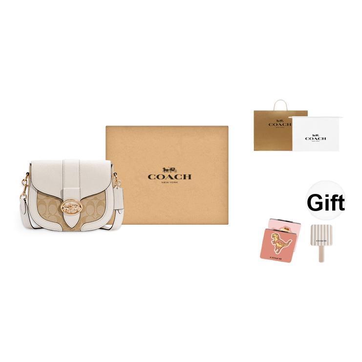 Coach Georgie 21 Metallische Pferde- und Kutschenschließe Colorblock-Monogramm-Print PVC und Leder Satteltasche Damen-Satteltasche C2806-IMDQC